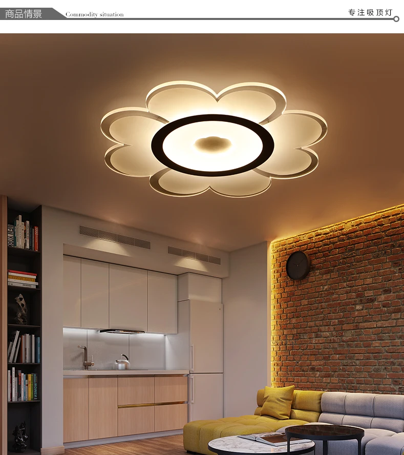 Modern Lustre Led Luminarias Remote Control Dimmable Ceiling Lamp Acrylic Flower Material Metal Ceiling Light Indoor Lighting