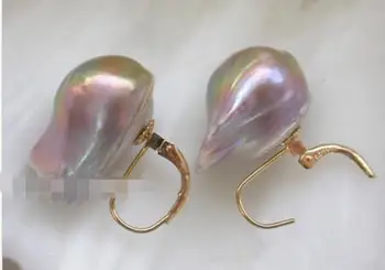 

free shipping 14*20 mm Nature peacock multicolor keshi reborn pearl earring