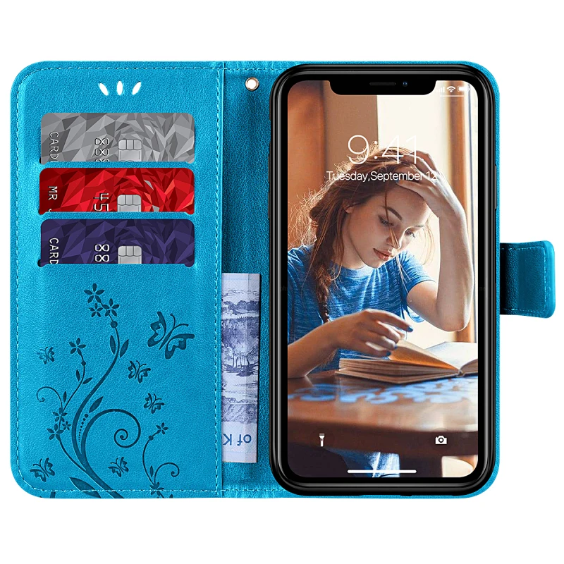 Кожаный чехол кошелек с откидной крышкой для iPhone XR сенсорным пером и полной