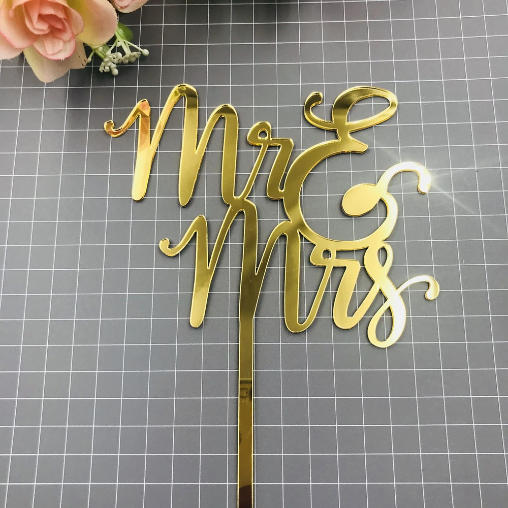 Weddign Cake Decorating Acrylic Dazzling Mr and Mrs Cake Topper ,Cake Topper Decor Anniversary Valentine's Day Engagement Gifts