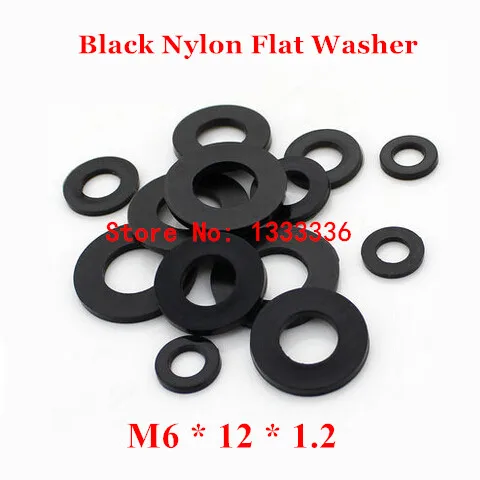 1000pcs M6*12*1.2 Black Nylon Flat Washer / M6 Plastic Insulation Plain Ring Gasket |