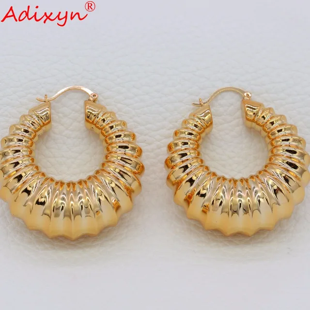 Adixyn Luxury Plus Hoop Earrings Rose Gold Color Hollow For Women Spiral India Bridal Wedding Jewelry N05241 In From