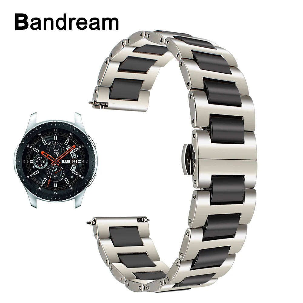Offerte Ceramica In Acciaio Inox + Cinturino 22mm per Samsung Galaxy Orologio 46mm SM R800 A Sgancio Rapido Sostituzione Della Cinghia Della Fascia Da Polso cintura