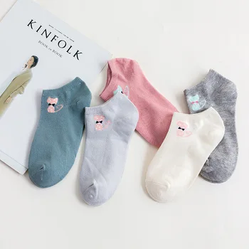 

5 Pair/lot Ankle Socks for Women Girl Funny Cute Print Short Socks Low Cut Boat Sock Candy Color Slipper Sock Wholesale