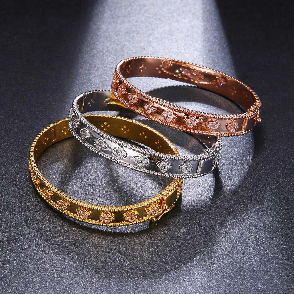 

HONGHONG High Quality Zirconia bangles For women Kaleidoscope bangle womens Wedding Noble elegant style Bride Bracelets jewelry