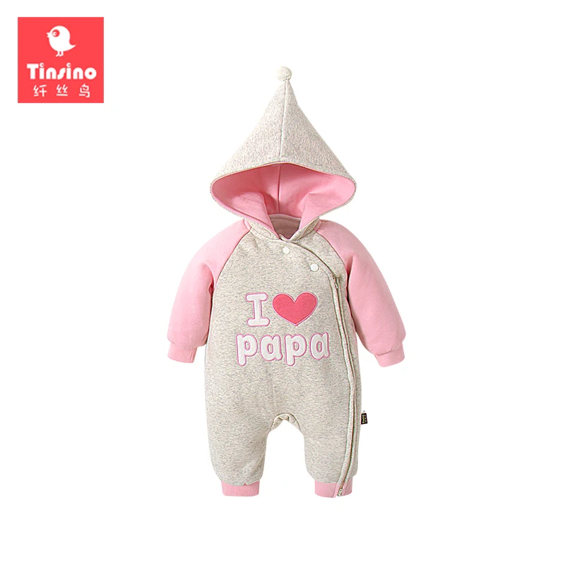 

Tinsino Newborn Baby Girls Winter Warm Rompers Infant Autumn Hooded Jumpsuits Toddler Girl Spring Rompers Baby Fashion Clothing