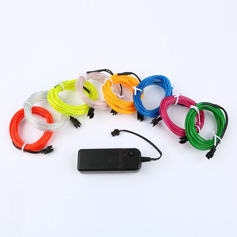 EL Wire 3V Battery Flexible led Light strip Tube waterproof Car Party Clothing Wedding el wire+ converter Flexible Neon Light