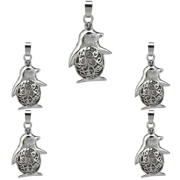 

Penguin Beads Cage Magnet Locket Pendant Essential Oil Diffuser Stone Pearl Cage 5x K125