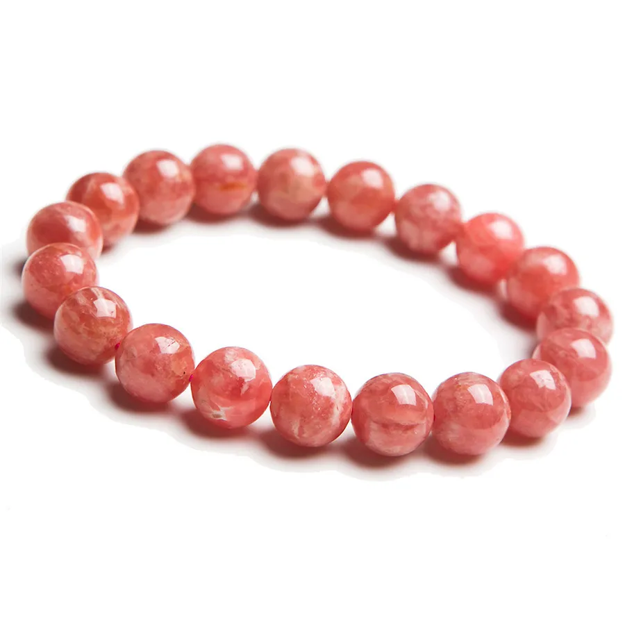 

100% 9.5mm Party Gemstone Bracelets Natural Rhodochrosite Genuine Red Gemstone Crystal Round Bead Stretch Bracelet AAAAA
