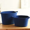 blue 46X30X30 Корзины для хранения в скандинавском стиле с хлопковой веревкой, тканая корзина для белья и грязной одежды ручной работы, большая детская игрушка, органайзер для мелочей - Цвет: blue 46X30X30