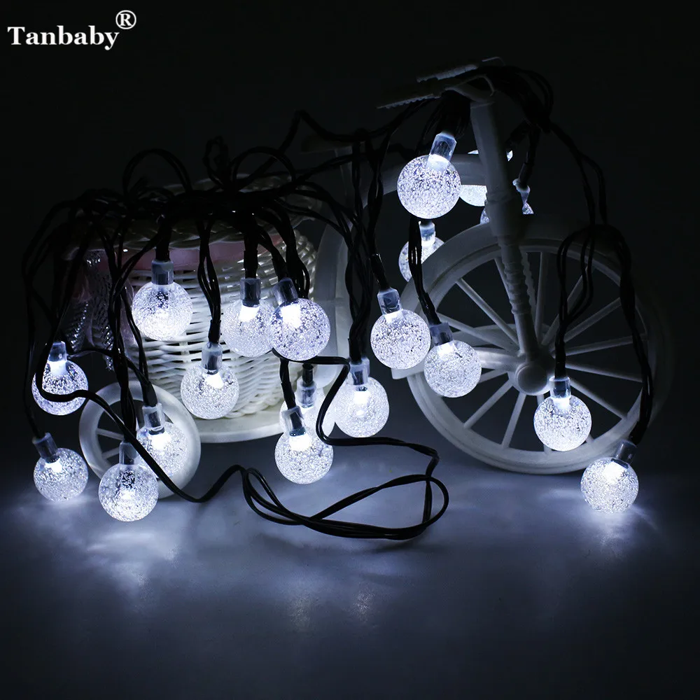 

6M 30LEDs Solar Powered Led Outdoor String Lights Crystal Ball Globe Fairy Strip Lights for Outside Patio Party Christmas Decor