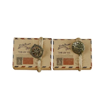 

50pcs Kraft Vintage Travel Candy Box with Globe/Compass Chocolate Packaging Gift Box and Gifts Boxes Bag Party Wedding Favors