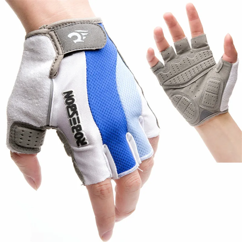 MTB Road Bike racing Half Finger Glove Short Fingerless Cycling Gloves Blue 