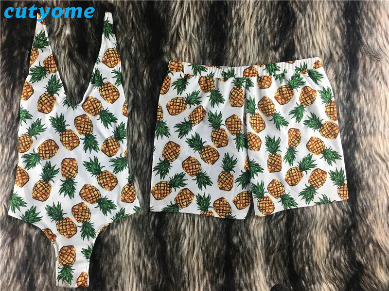 Mother Daughter Father Son Matching Swimsuits Pineapple Bikini Shorts Family Swimwear Outfits Mommy And Me Dad Mom And Daughter (3)