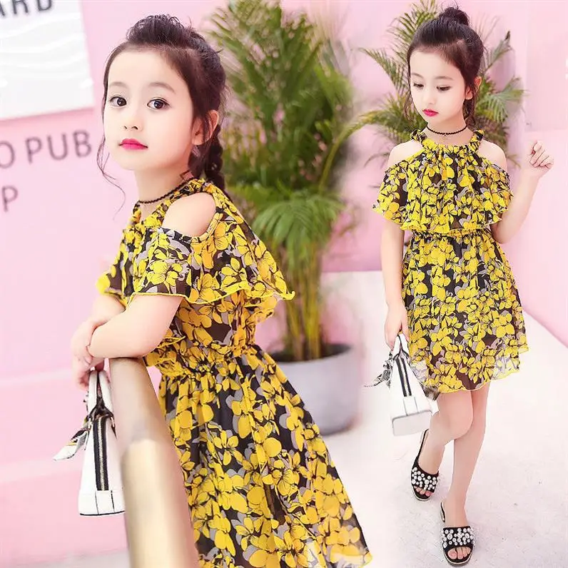 

Kids Girls Summer Dress Kids Sleeveless Floral Print A-line Dresses Girls Cute Party Princess Dresses Children Clothes