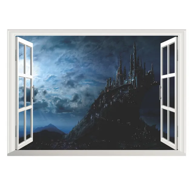 magic harry potter wall stickers poster 3d window hogwarts wall decals