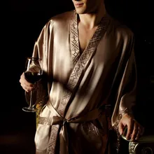 Мужской шелковый халат чистый 19 мм шелк мужская пижама кимоно халат Мужская пижама халат ночная рубашка размер L XL XXL