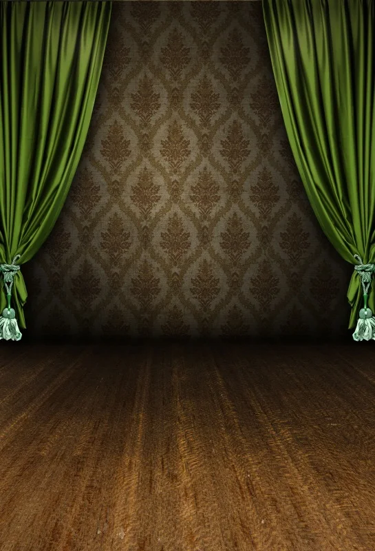 

Laeacco Damask Wall Curtain Wooden Floor Stage Photography Backgrounds Vinyl Seamless Digital Backdrops Props For Photo Studio