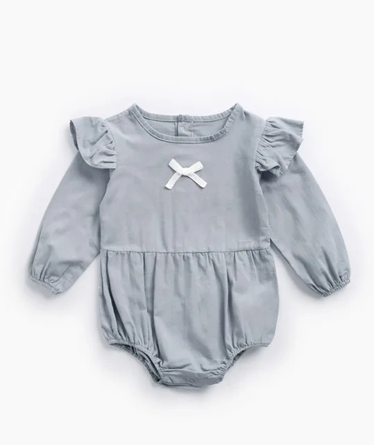 Baby Boys Girls Romper Baby Lovely One-Pieces Kids Boy Clothing Baby Romper Plaid Long Sleeve Infant Girl Solid Rompers - Цвет: sky blue