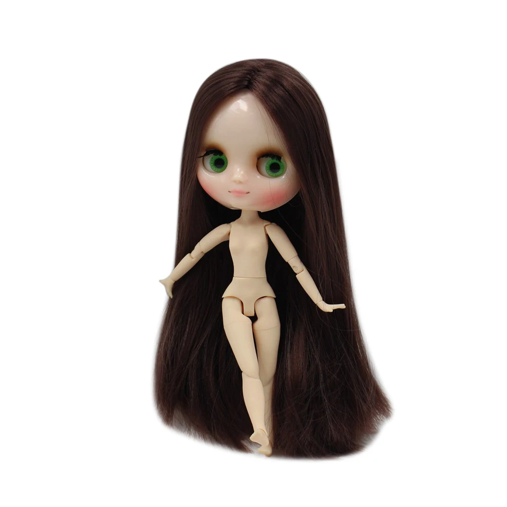 

Factory Blyth Doll Middle Blyth 20cm Nude Dol Long Brown Straight Hair Joint Body Eyes Can Move