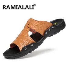 Новинка; пляжные мужские сандалии; Мужская обувь наивысшего качества; летние дышащие кожаные сандалии; пляжные сандалии для улицы; большие размеры 38-52