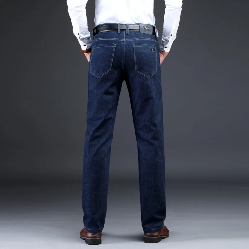 Брендовая одежда осень зима мужские джинсы бизнес мода классический стиль эластичные хлопковые обычные брюки джинсы мужские джинсовые брюки