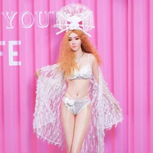 Сексуальное бикини, джазовые танцевальные костюмы, белое перо для леди, сексуальные вечерние танцевальные костюмы для бара, паба, певицы, женские костюмы, 3 шт., BL1085