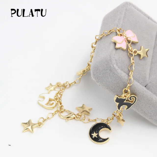 Cat Charm Bracelet For Women Gold Color Original Moon Star Erfly Cat Charm Bracelet For Women Gold Color Original Moon Star Erfly Knot Jewelry Friendship