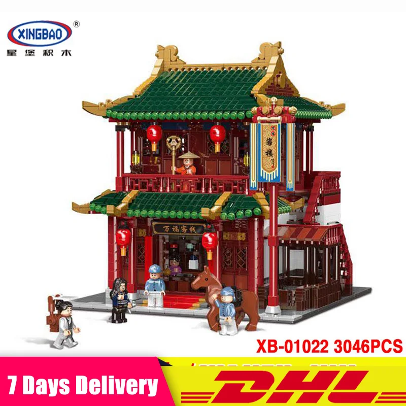 

2018 New XingBao Block 01022 3046 Pcs Genuine Chinese Building The Wanfu Inn Set Blocks Bricks Educational Toy Christmas Gifts