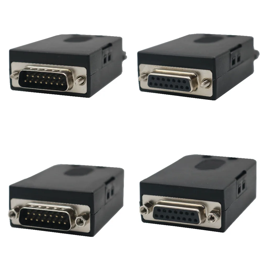 

10Pcs DB15 Male/Female 15Pin D-Sub Connector Plastic Cover solderless Terminal Board Screw/Nut Type