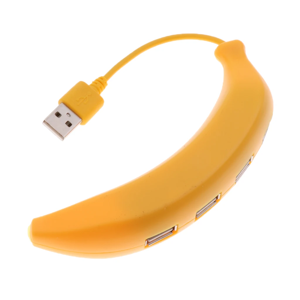 Dovewill  Yellow Banana Shape High Speed 4 USB3.0 Port Power Adapter Hub For Charging