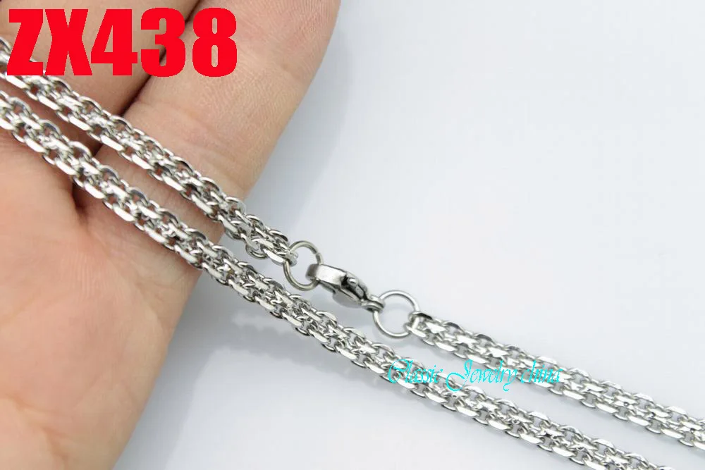 

double elliptic chain stainless steel necklace four surface grinding chain fashion jewelry parts chains ZX438