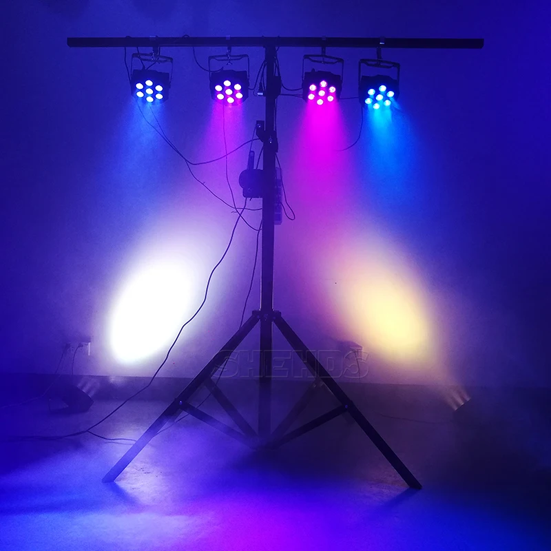 SHEHDS 4 шт./лот светодиодный плоский Par 7x18 Вт RGBWA+ UV 6в1 DMX512 сценический эффект освещение для DJ Дискотека и Вечерние Быстрая