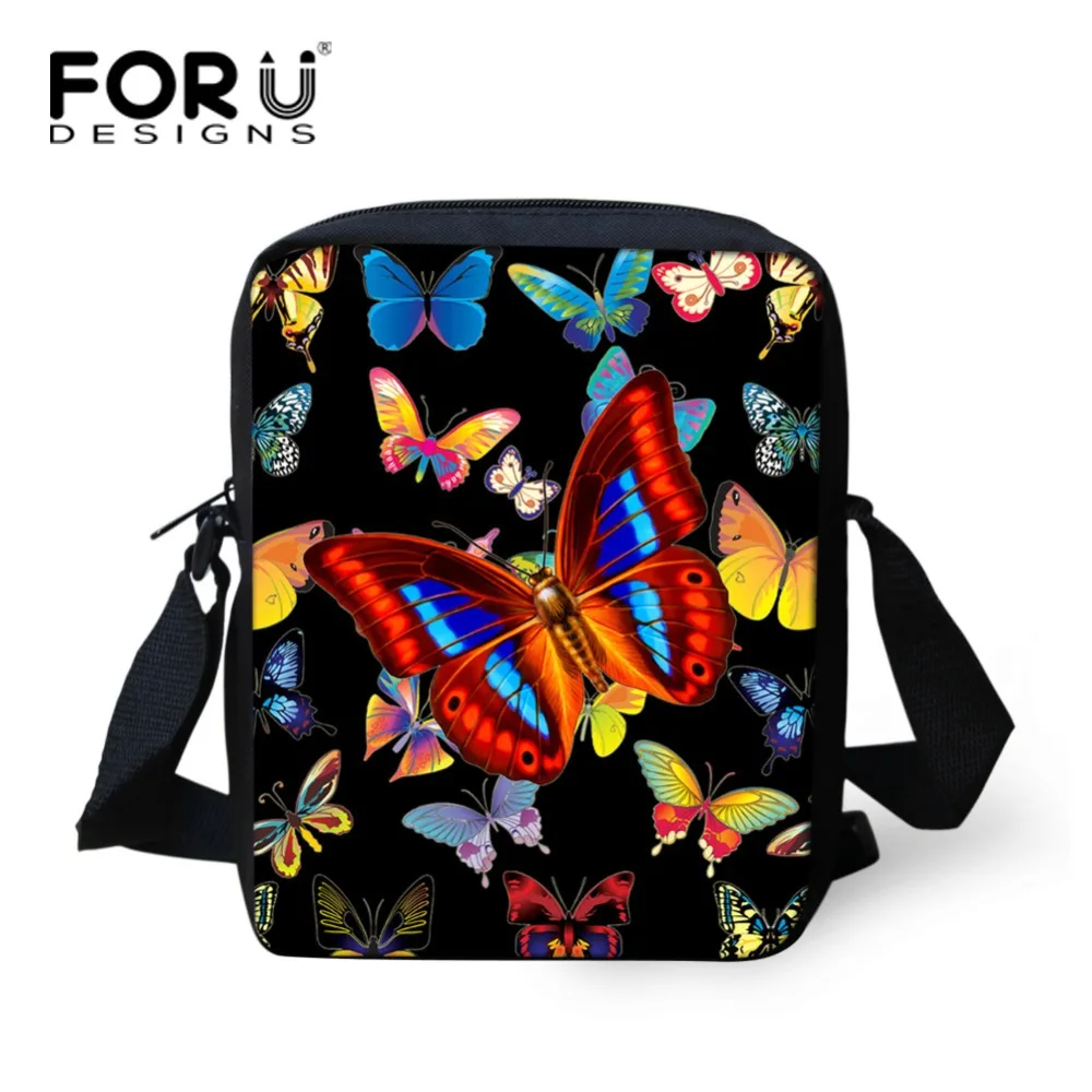 FORUDESIGNS Pretty Printing Art Butterfly Shoulder Messenger Bag for