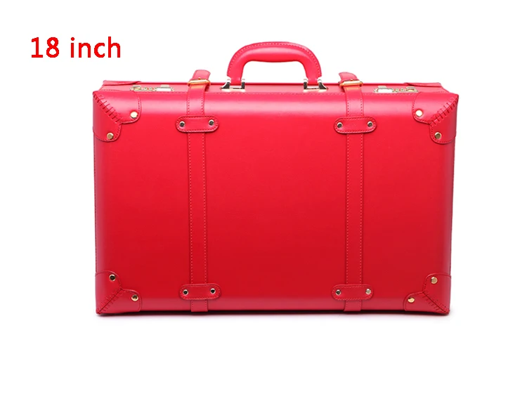 LeTrend красный свадебный чемодан, Женская винтажная кожаная дорожная сумка на колесиках, студенческий пароль, чемодан для переноски, Жесткая Сторона