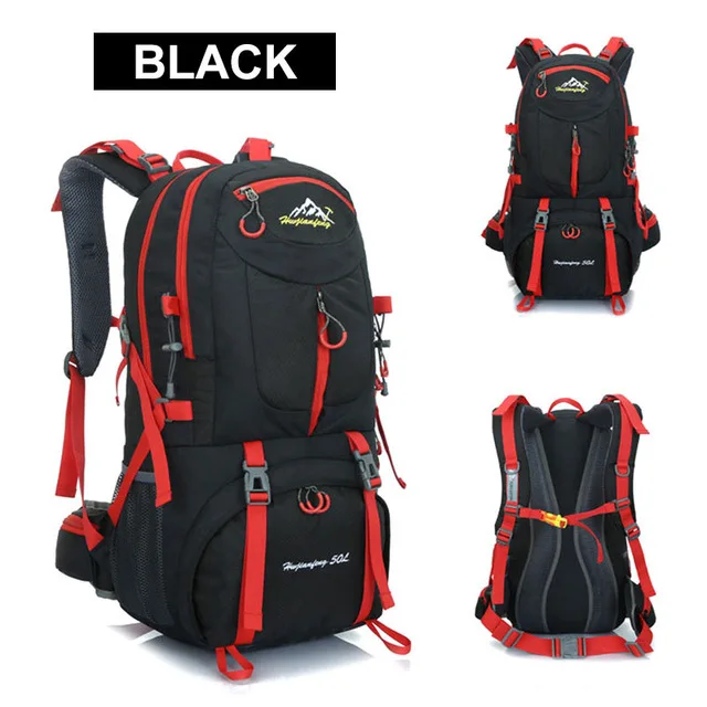 50L водонепроницаемый альпинистский Пешие прогулки Военный Тактический Рюкзак Сумка для кемпинга альпинизма для улицы занятий спортом и спортзала Molle 3P рюкзак для путешествий - Цвет: Black