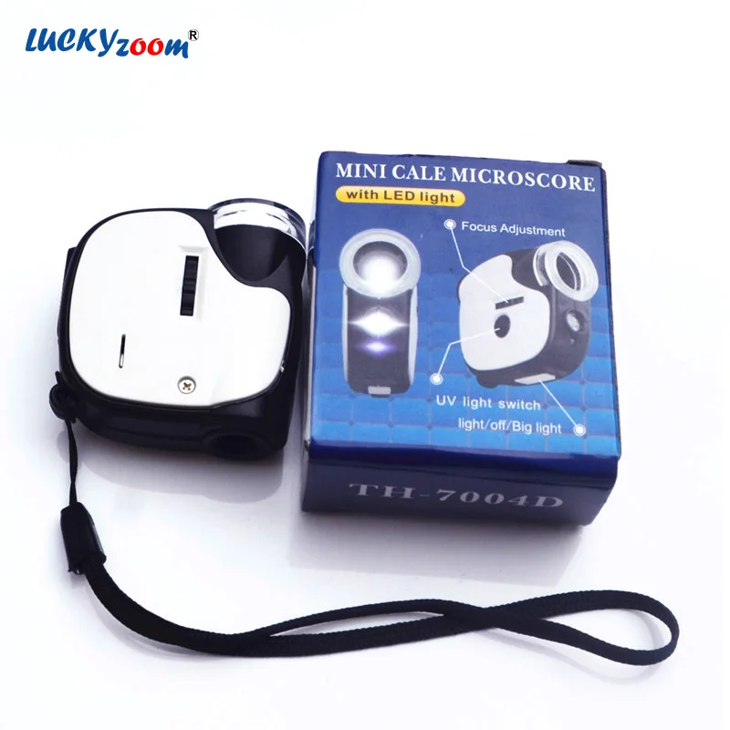 Миниатюрный микроскоп Luckyzoom 55X светодиодные УФ лампы лупа с подсветкой ручная