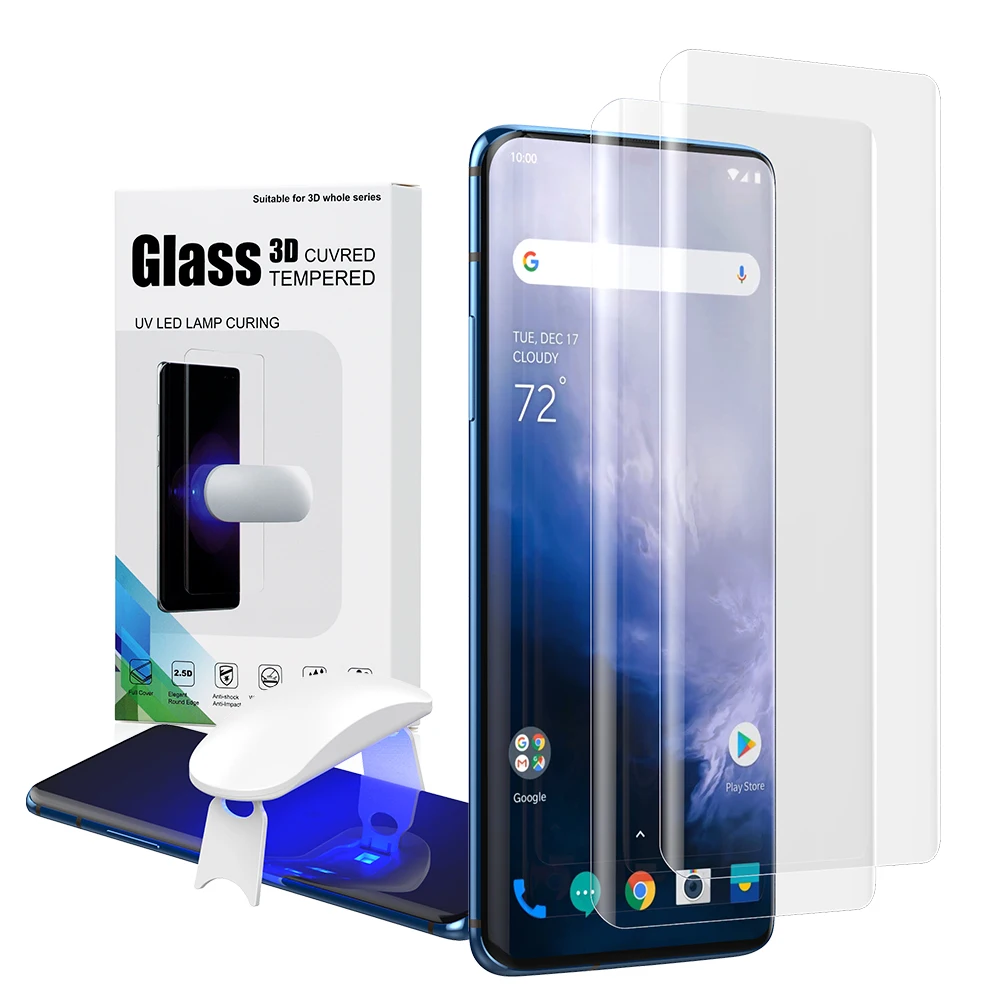 Screen Protector with fingerprint unlock for Oneplus 7 Pro 7T Pro 9Pro UV Glass film full cover for Oneplus 8 Pro tempered glass