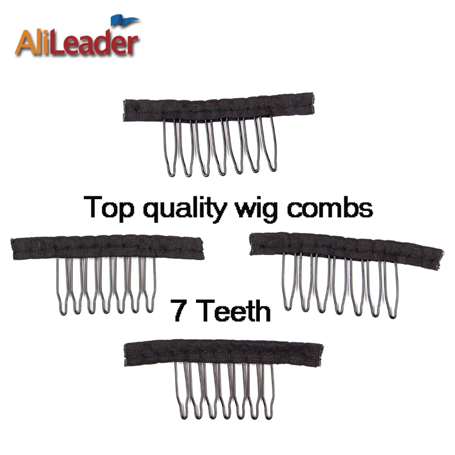 Top Quality 7 Teeth Wig Combs With Polyster Cloth Nylon Band Wig Combs