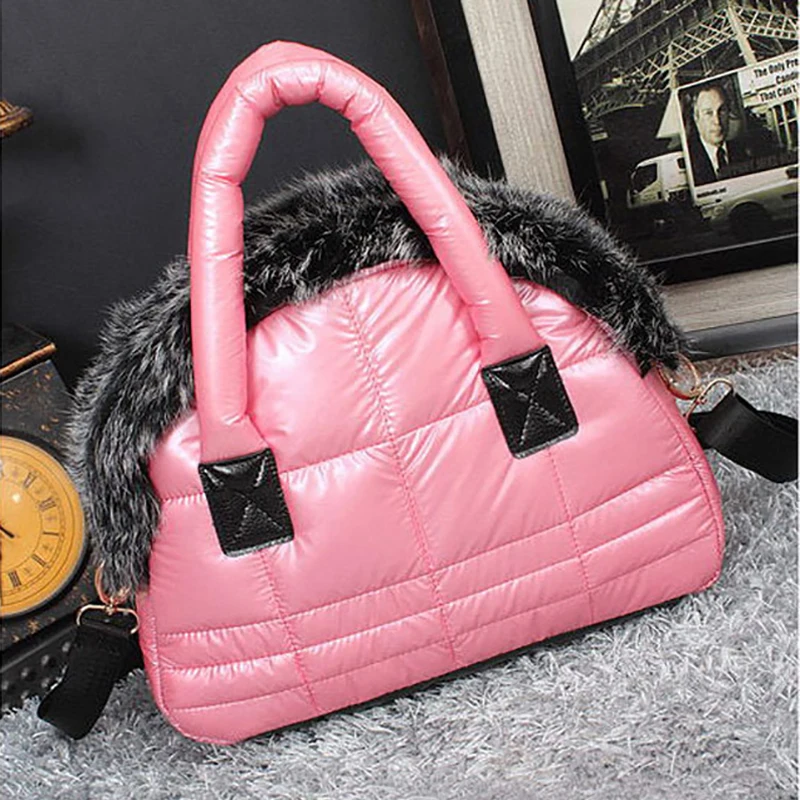 Designer de Bolsas de Luxo Pele de Raposa Bolsa de Moda Bolsa de Ombro Sac a Principal Mulheres Espaço Algodão Feather Down Bolsa Tote 2020