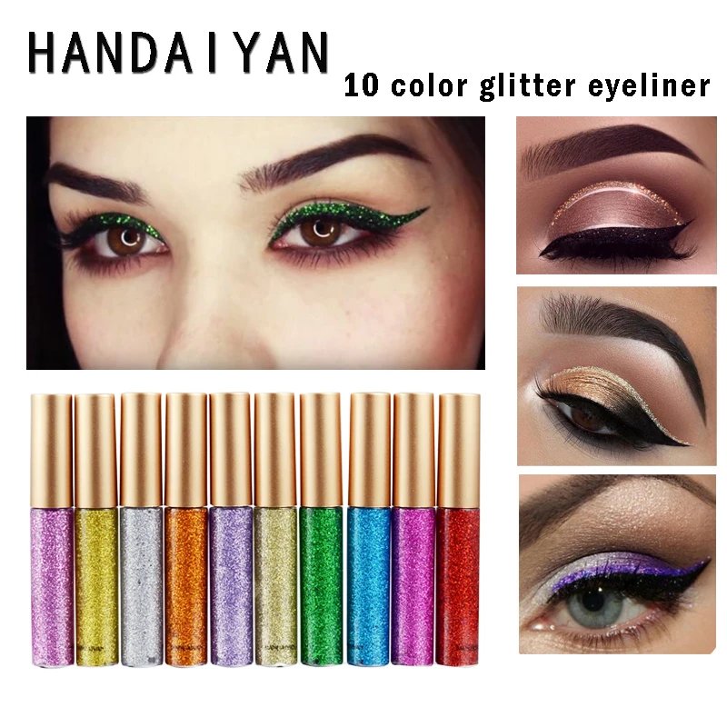 

Brand New 10 Colors Long Lasting Liquid Eyeliner Pen Shining Sparkling Eye Liner Pencil Easy To Wear Eye Cosmetics TSLM2
