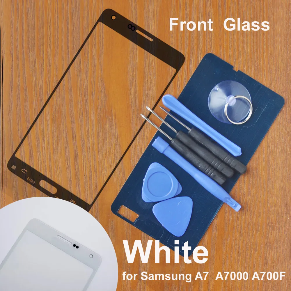 

White Front Glass For Samsung A7 A7000 SM-A700F Broken Outer Lens Replacement With Repair 8Tools + 3M Adhesive !! Free shipping