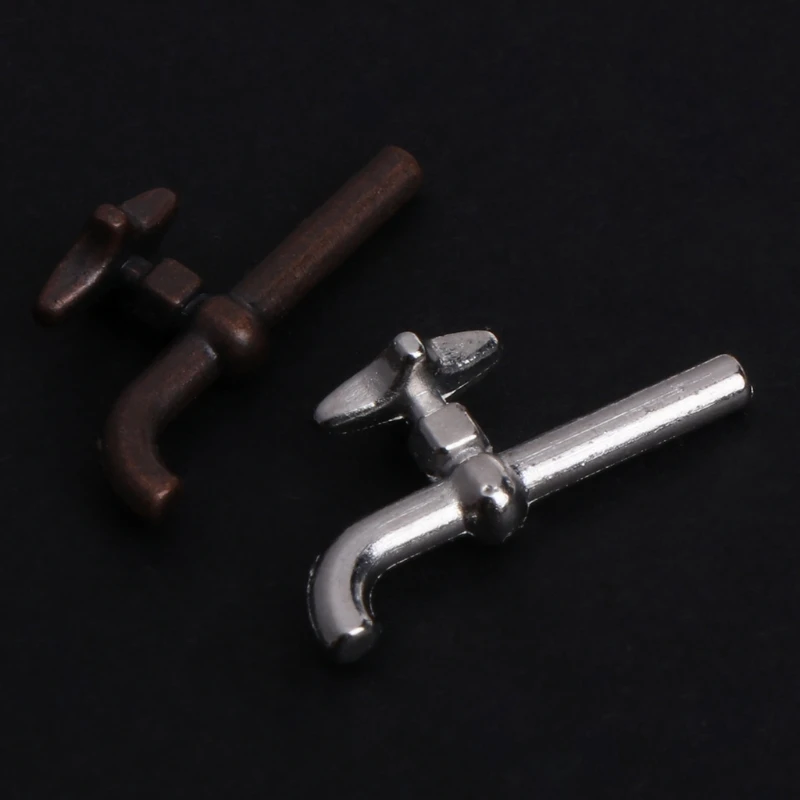 2 шт. 1:12 миниатюрные металлические водопроводные аксессуары для ванной, кран для кукольного домика Oct25 Прямая поставка
