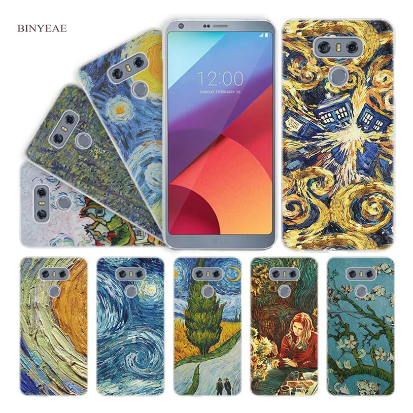 

BINYEAE Van Gogh Tardis Hard Clear Case Cover for LG Q6 G6 Mini G5 SE G4 G3 V10 V20 V30