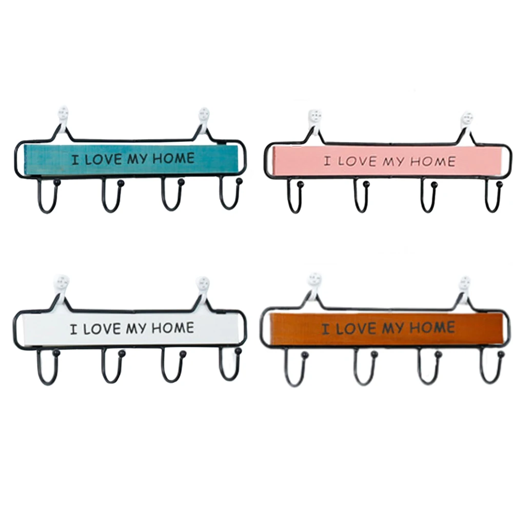 

4 Hooks Wall Mounted Clothes Hanger Laundry Coat Rack Hanging Storage Shelf Hat Key Holder For Home Decor