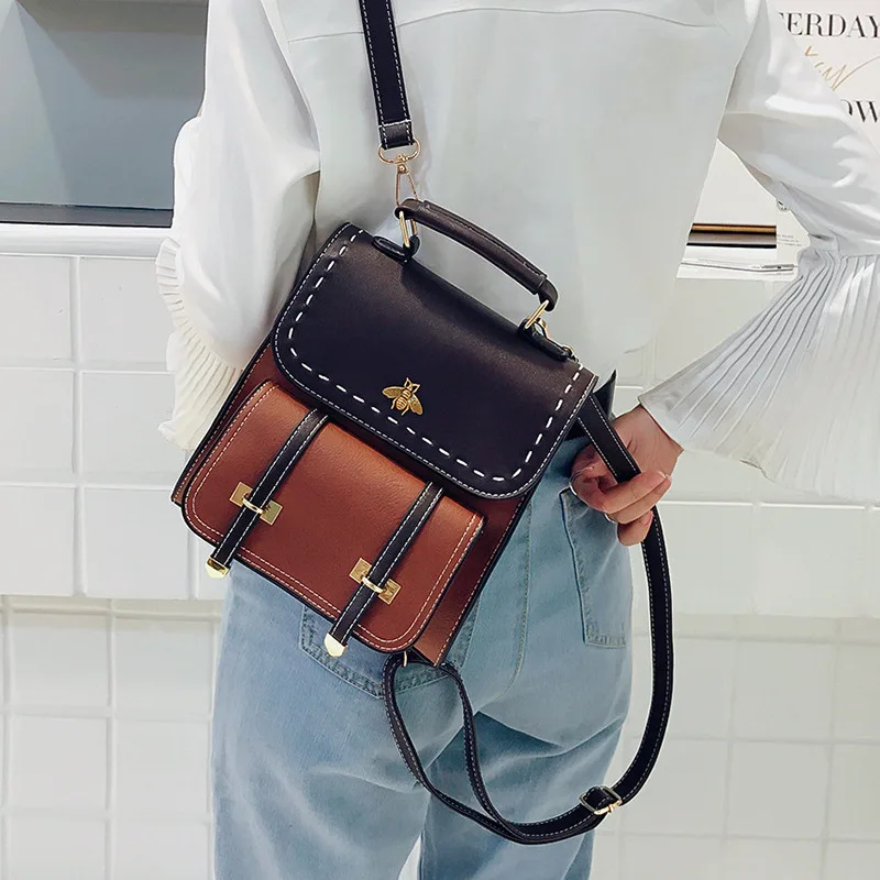  Female Vintage Square PU Leather Small Backpack for Women Bag 2019 New Schoolbag Feminina Fashion T - 33009247758