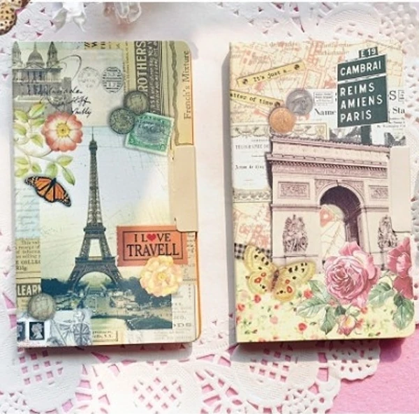 

1Pcs Vintage Landscape Paintings Cover Sticky Note Diary Hardcover Boxed Notebook Lock Hard Copy Notepad Holiday Gift H0473