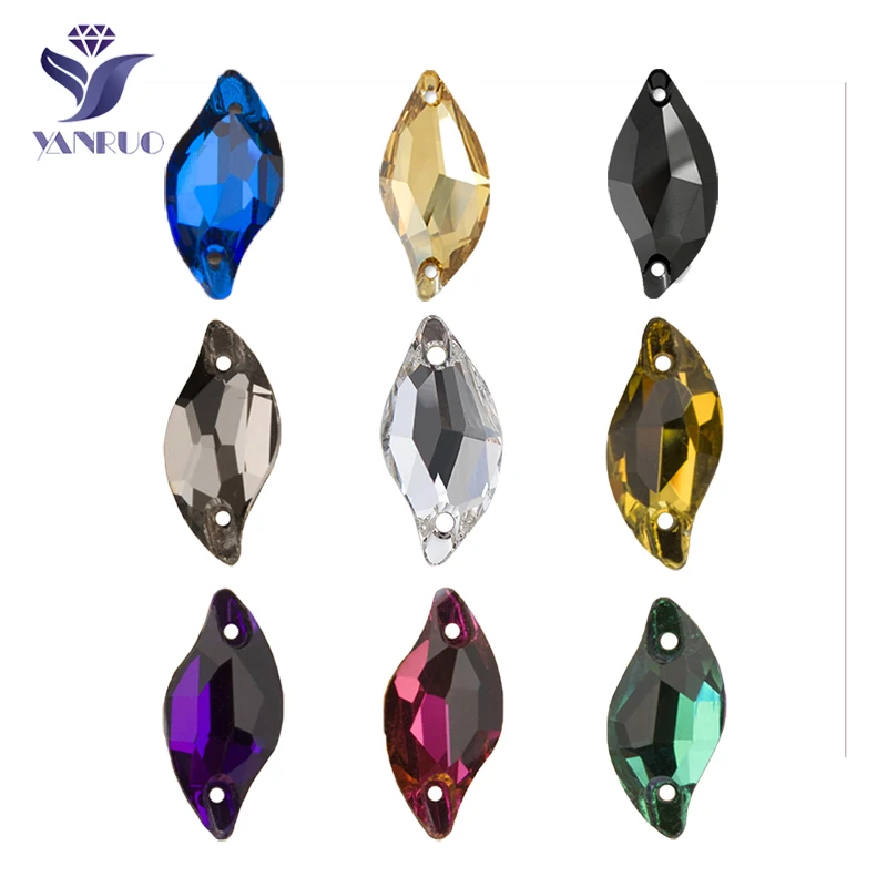 

YANRUO 3254 Leaf All Color S Shape Sew On Rhinestones Top Glass Crystal Flat Back Strass Applique For Dress