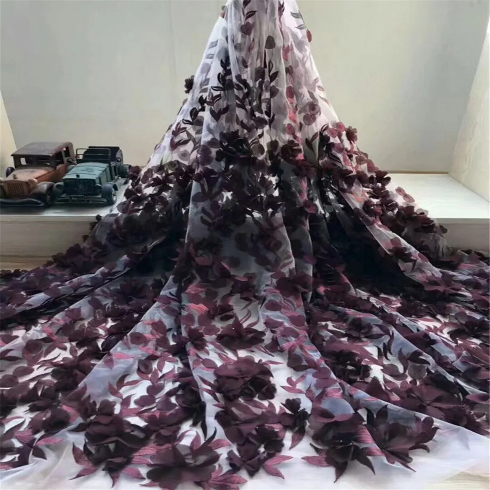 Французская кружевная ткань 3D цветы нигерийские гипюровые кружевные ткани для женщин последние африканские кружевные ткани HJ207-1
