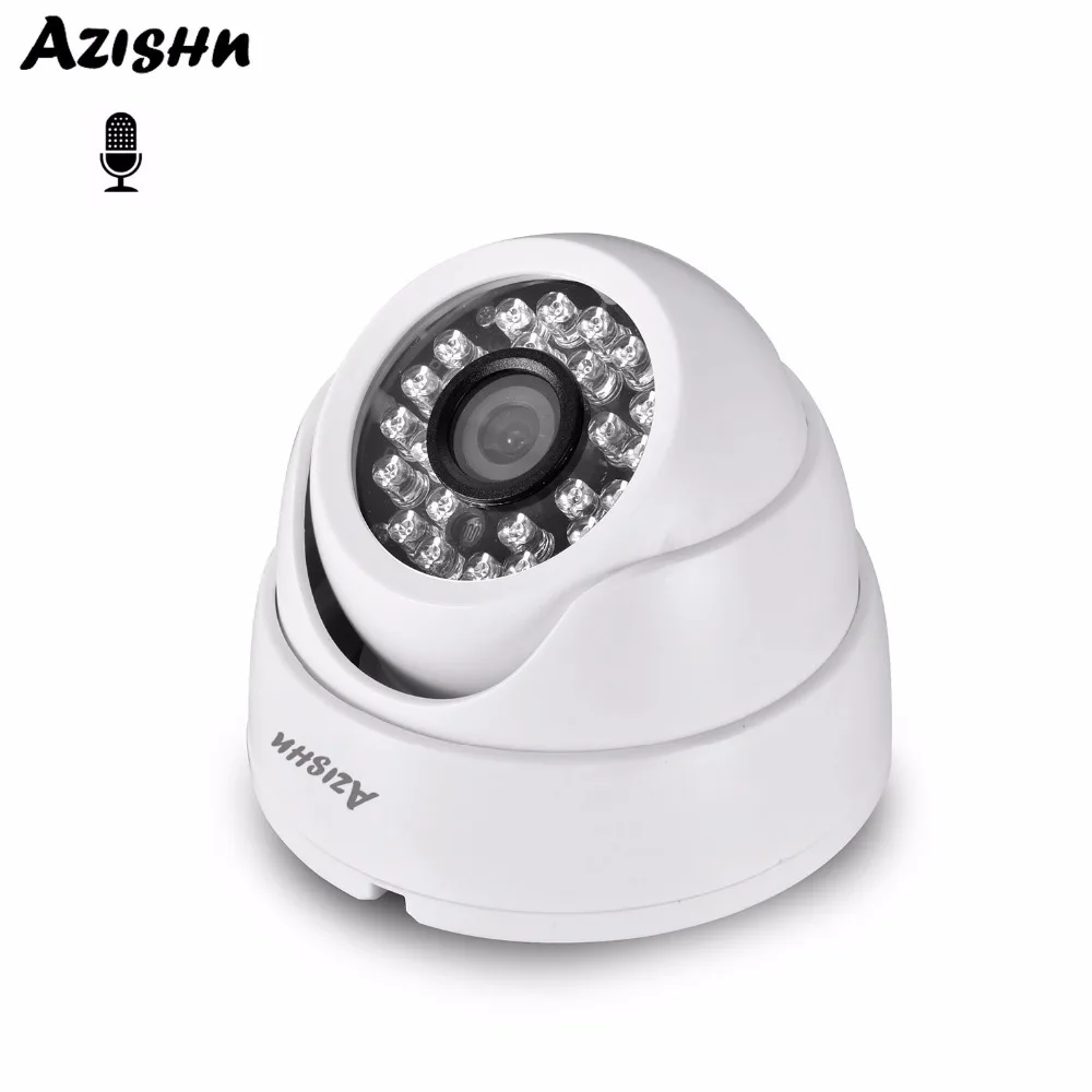 AZISHN 2MP в режиме реального времени 25FPS безопасности аудио IP камера 1080P ONVIF CCTV Крытый купольный микрофон P2P электронная почта Обнаружение движения 48 в POE